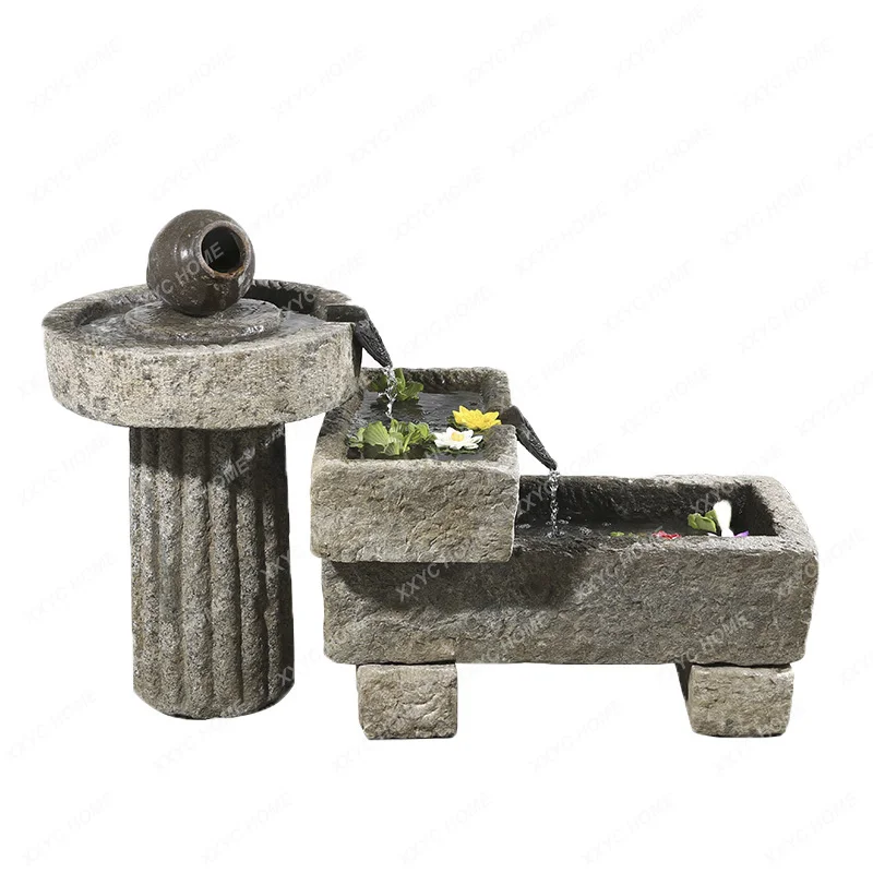 

Old Stone Trough Flowing Water Ornaments Stonewashed Water Landscape Old Stone Fish Tank Fish Farming Balcony Landscape