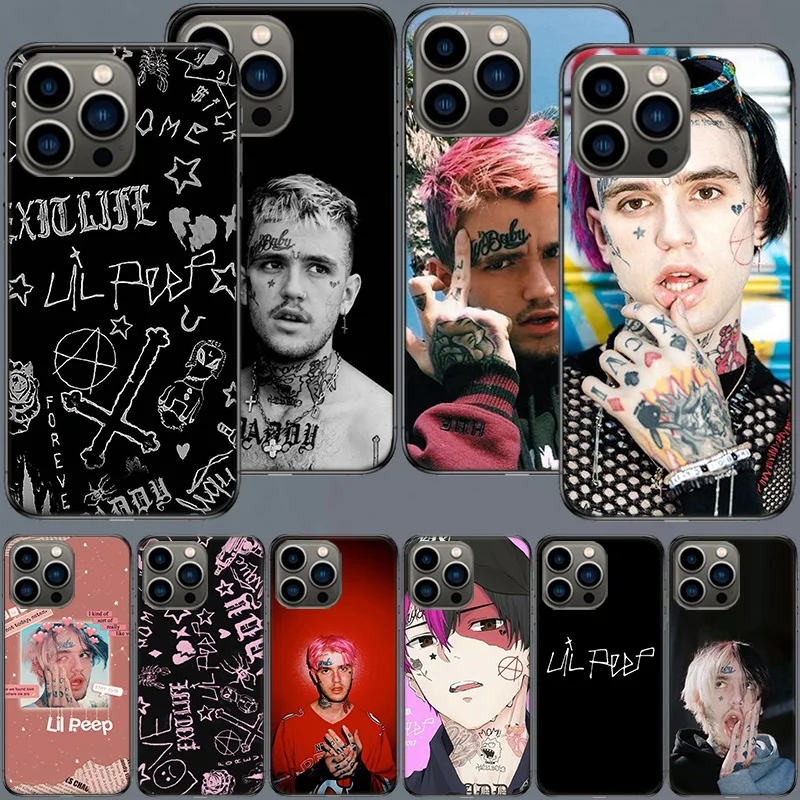 Lil Peep Lil Bo Peep  Black Phone Case For Apple Iphone 16 15+ 14 Plus Coque 13 12 Mini Clear 11 Pro Max Cover Silicone Cute She