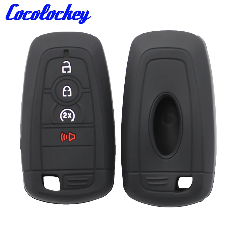 Cocolockey Silicone Case Cover for Ford Edge Ranger Bronco F-150 Remote Smart Key Fob 4 Button Shell Holder Protect 2 Pcs/lot