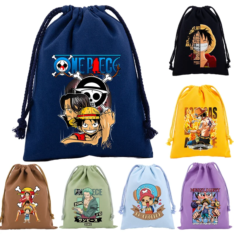 One Piece Drawstring Bag Cartoon Anime Luffy Zoro Anime Figure Boys Girls Handbags Storage Party Candy Loot Decora Pouches Gift