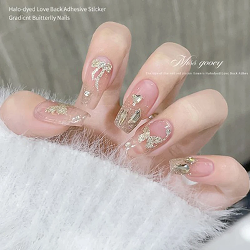 Pegatinas de uñas con forma de Flash de diamantes rotos, accesorios de calcomanías adhesivas de estrellas de amor de arco
