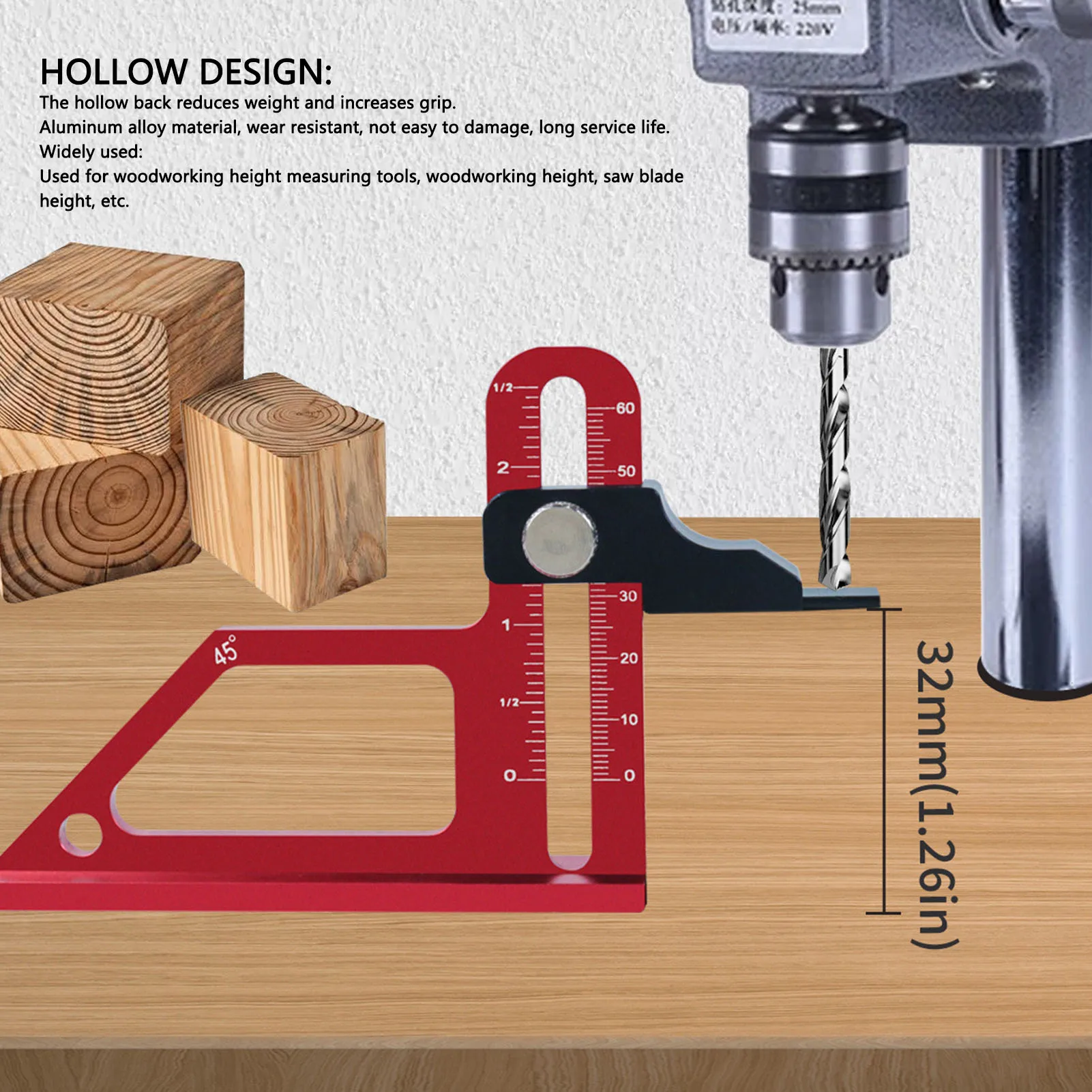 Table Saw Height Gauge Comfortable Grip Lightweight 0 To 60mm Multifunctional Woodworking Tool Setting Gauge for Planer Blades