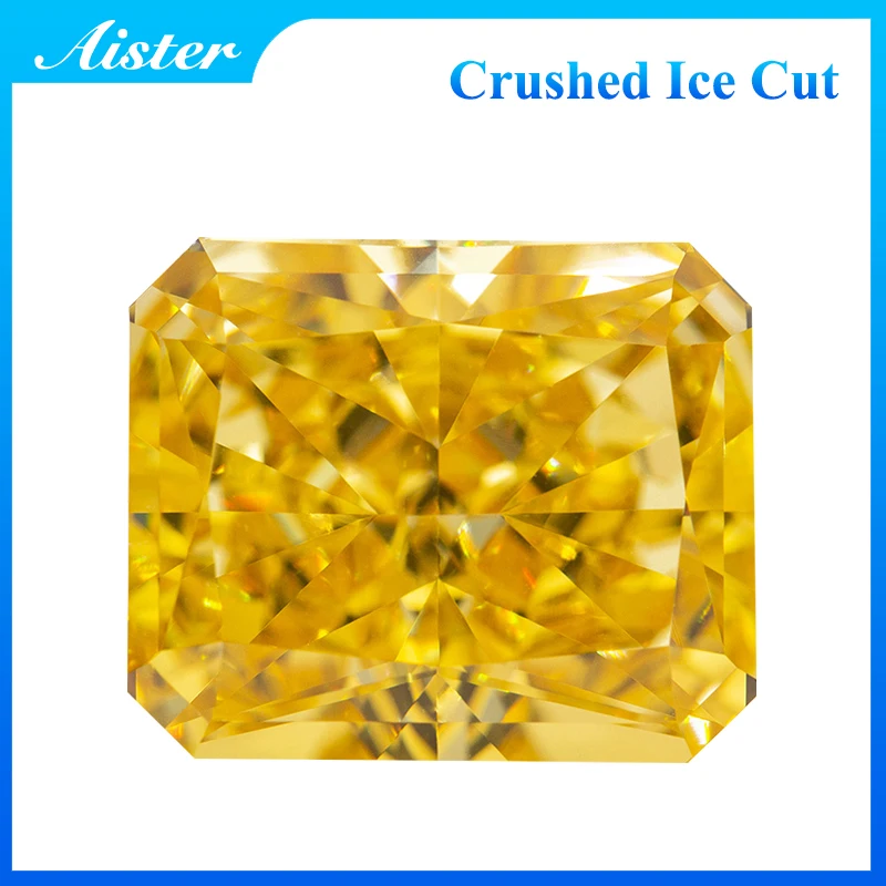 Yellow Color 4K Radiant Crushed Ice Cut Cubic Zirconia High Carbon Diamond CZ Stones Top Quality