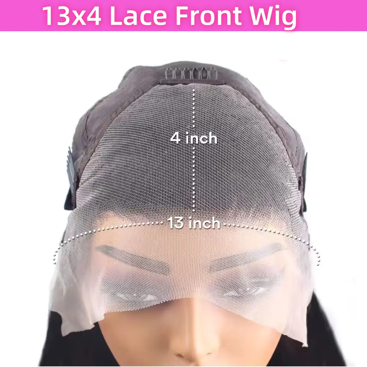 36 Inch Straight Lace Front Human Hair Wigs 13×4 Natural Color 220Density Pre Plucked Transparent Lace Frontal Wig For Women1B