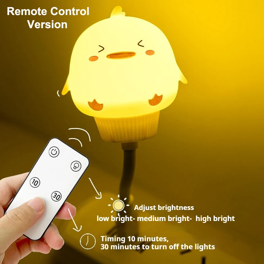 USB Night Light LED Cute Cartoon Night Lamp Bear Chick Kitten Remote Control for Baby Kid Bedroom Decoration Bedside Lamp