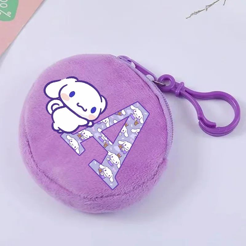 

Kawaii Cinnamoroll детский кошелек для монет, милый круглый мини-кошелек с рисунком буквы на молнии, кошельки для ключей для мальчиков и девочек, сумка для денег, подарок на день рождения