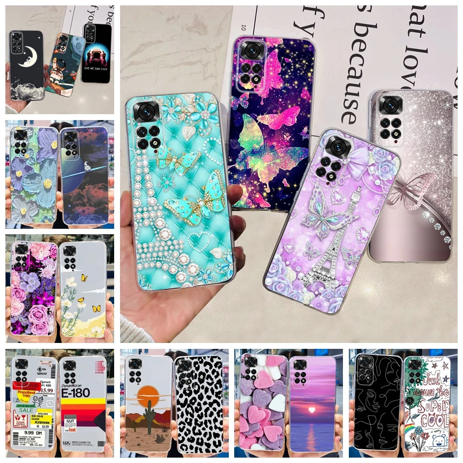 For Xiaomi Redmi Note 11 Case Redmi Note 11S Cover Cute Butterfly Soft TPU Phone Cases For Redmi Note 11 Pro Plus 11 Pro+ Fundas