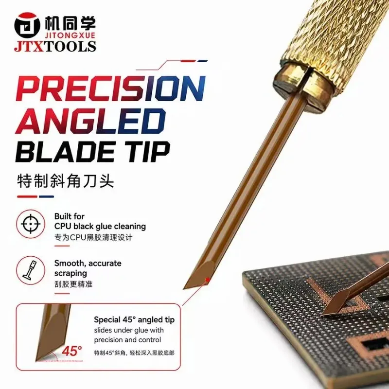 JTXTOOLS CK-1 CK-2 CPU Glue Removal Blade Set Heat Resistant Angled Scraper for BGA IC Chip PCB Motherboard Repair Cleaning Tool