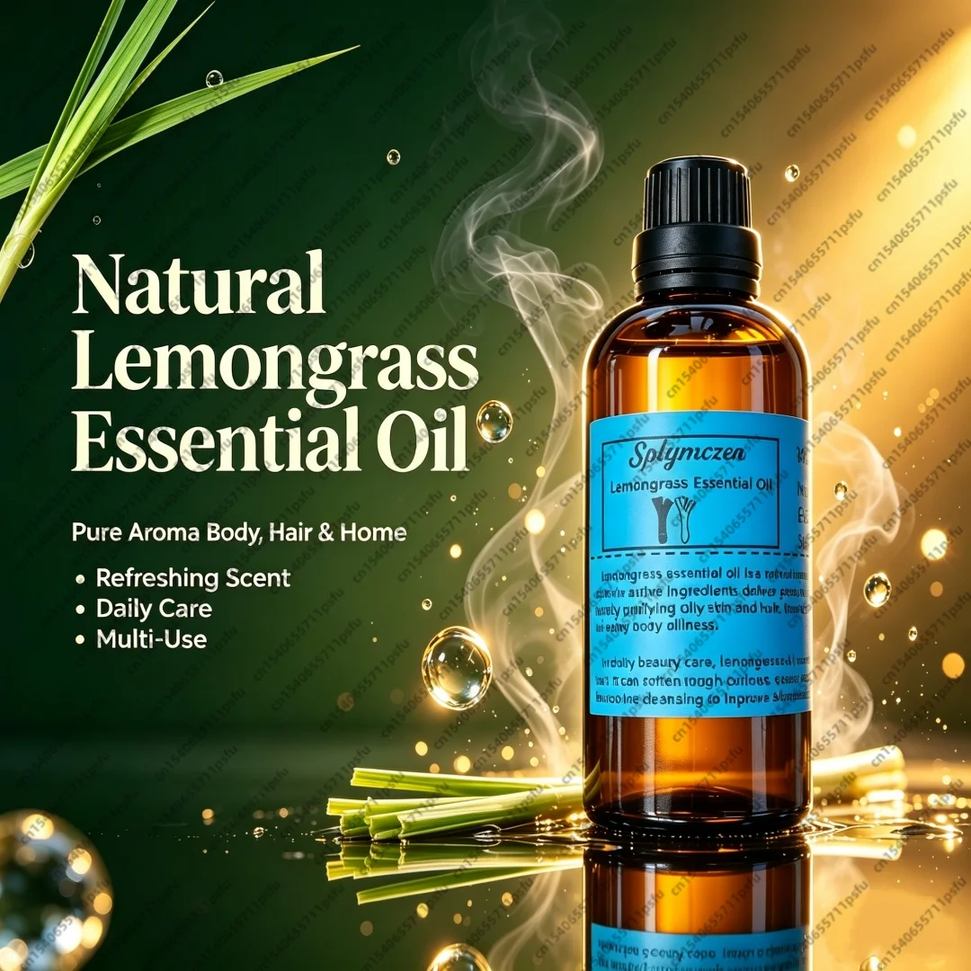 Pure Lemongrass Spice Scent Oil Natural Essential Oil For Reed Diffuser Rattan Home Fragrance Decor Household Deodorant Oil