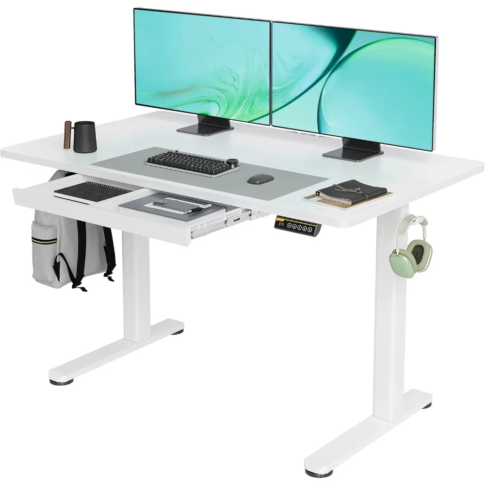 De pé mesa elétrica permanente com gavetas, altura ajustável, sentar Stand Desk, computador Workstation