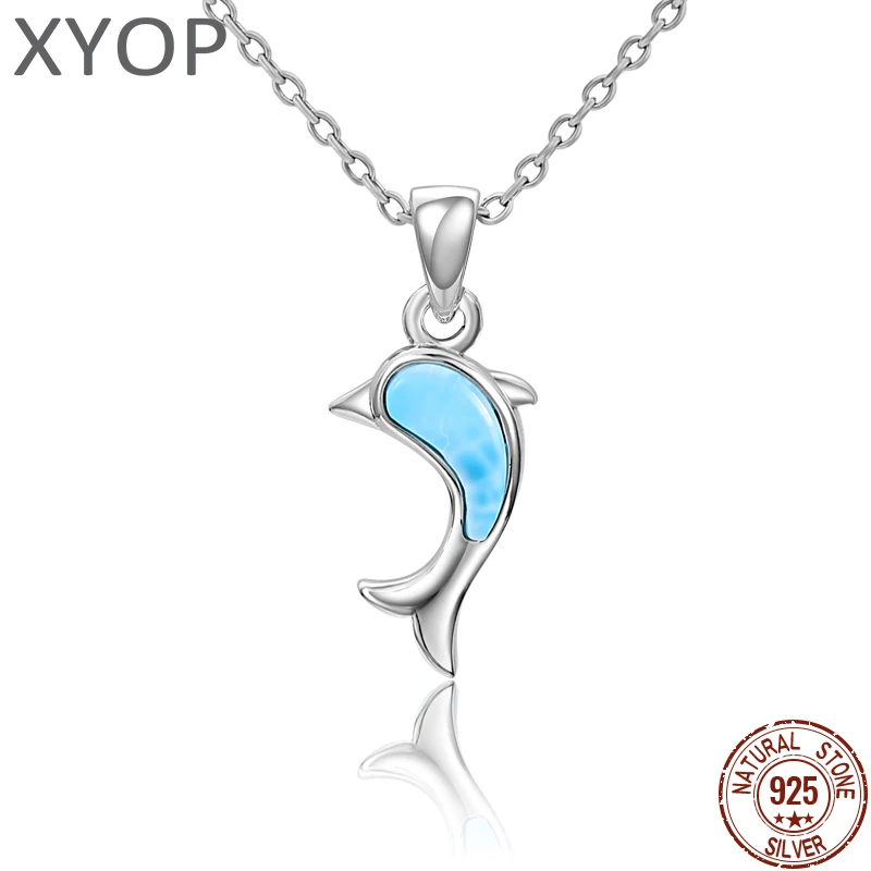 XYOP 2024 Jewelny 925 Silver Larimar Dolphin fish Pendant A deer Christmas meets miracle