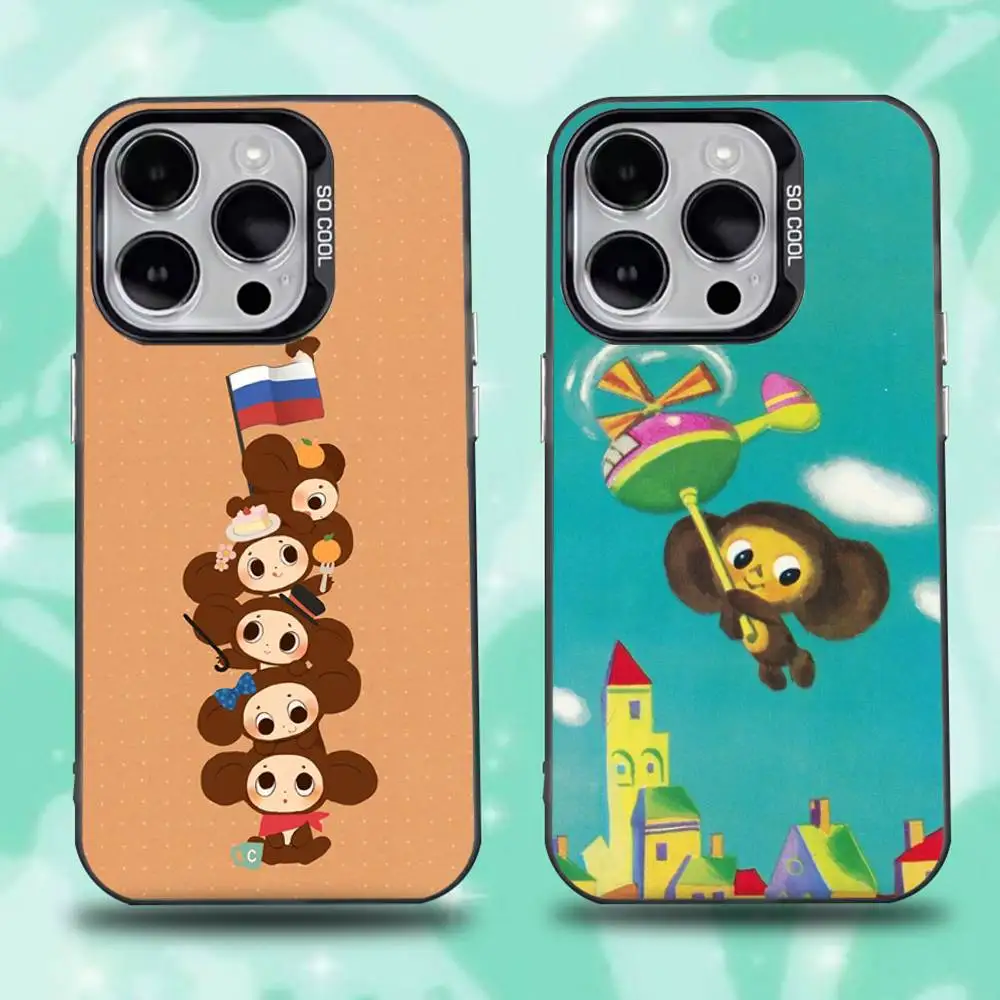 

Cartoon C- Cheburashka-es Phone Case For iPhone 16,15,14,13,12,11,Pro,Max,Plus,Mini,XS,SE Anti Fall Black Matte Hard Bumper
