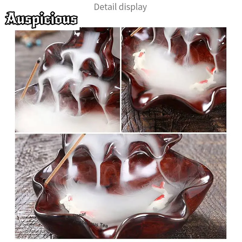 Retro Lotus Smoke Waterfall Incense Burner Mountains Rivers Incense Burner Holder Censer Aromatherapy Home Decor Accessories
