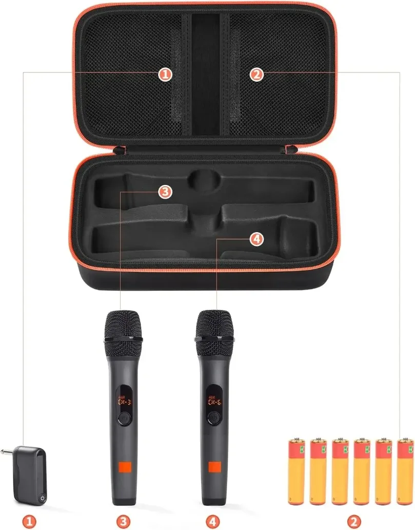 Wireless Microphone Case for JBL Wireless Two Microphone System Universal Handheld Dual Mic Travel Bag for Singing Karaoke view 3