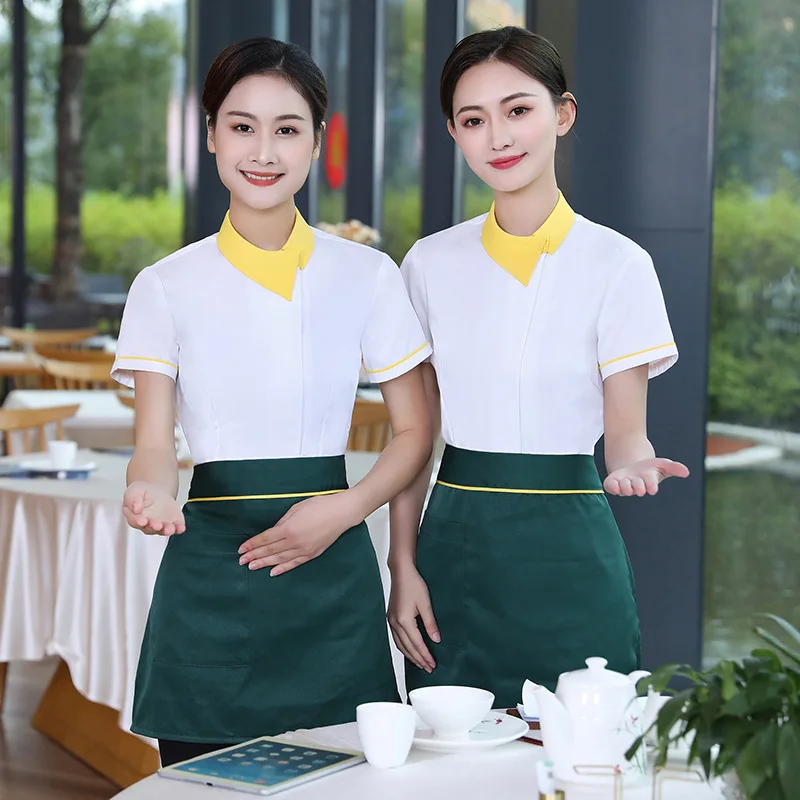 

Coffee Shop Overalls Female Milk Tea Dessert Hotel Front Desk Western Restaurant Hot Pot Restaurant Catering Waiter Short-Sleeve
