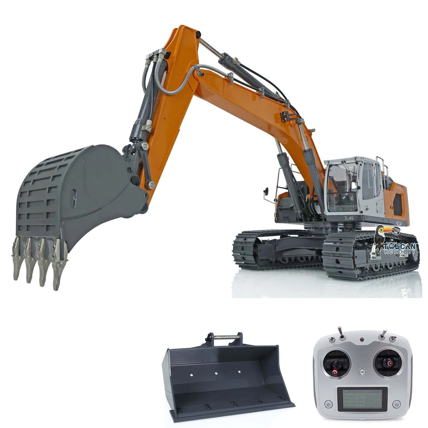 XDRC 945 1/14 RC Hydraulic Excavator Model Shovel Assembled Radio Control Servo Motor ESC Light System Painted Car Toys TH20730