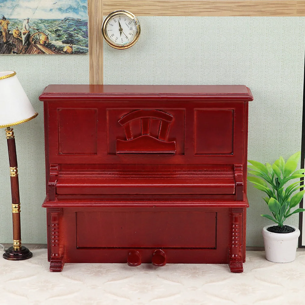 Modèle de mini piano en bois pour enfants, jouet rétro, maison de courses miniatures, meubles créatifs