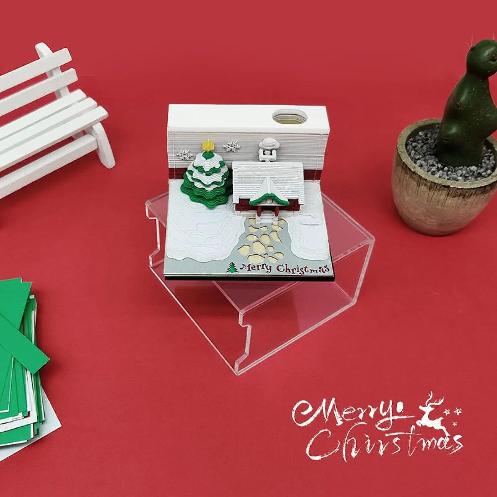 

3D Christmas Tree Memo Pad DIY Paper Calendar for Christmas Festivals Office