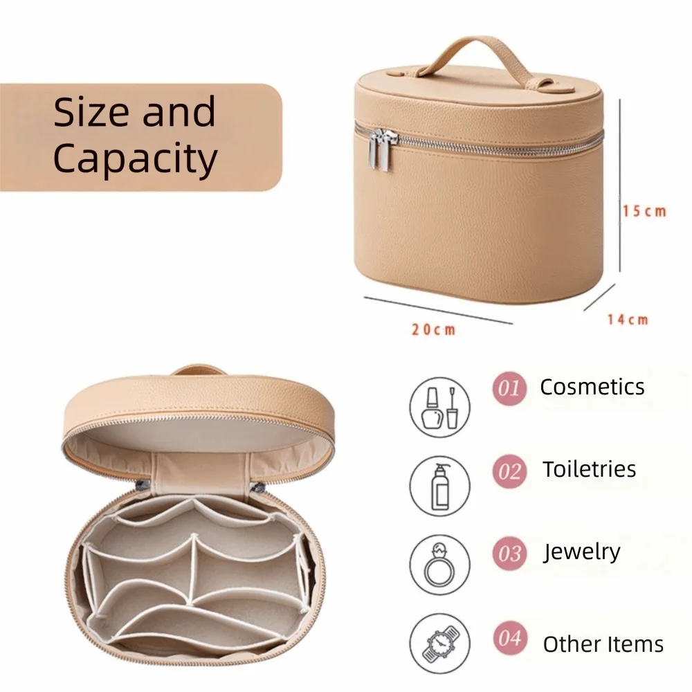 Large Capacity Cosmetic Box Internal Storage Box Waterproof Makeup Bag PU Leather Zipper Closure Travel Organizer Bag