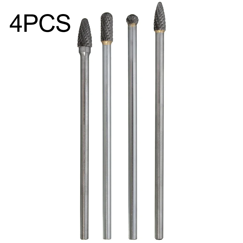 

4PCS Rotary File Cylinder Grinding Head 150-160mm Tungsten Carbide Polishing Head Carving Bits Milling Cutter Abrasive Tool