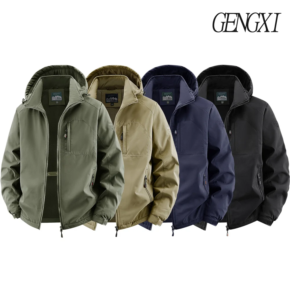 

Outdoor Sports Fleece-Lined Thickened Men's Softshell Windbreaker Autumn/Winter New Arrival Windproof Warm Workwear Jacket