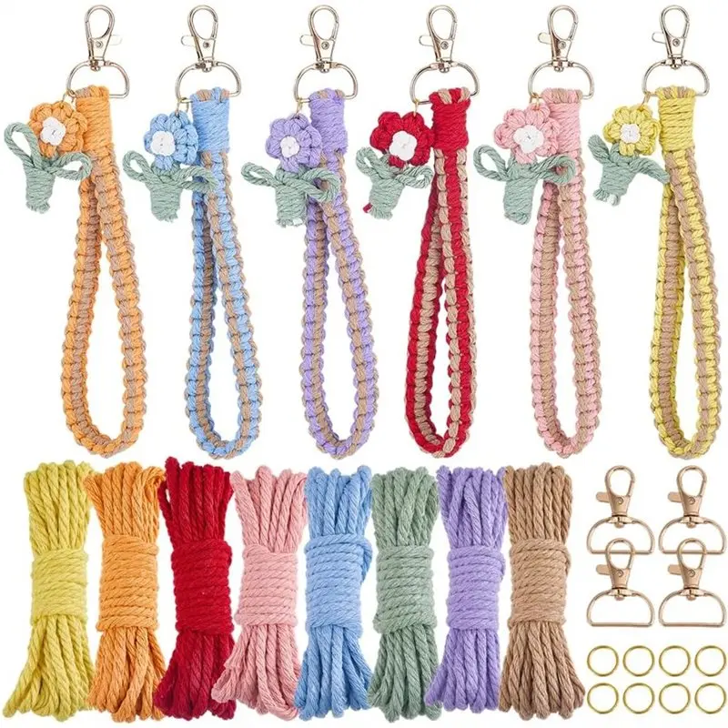 BAAG-Phone Charms DIY Kit 6 Sets For Smartphone Wrist Strap Macrame For Beginner Key Purse Bag Wallet