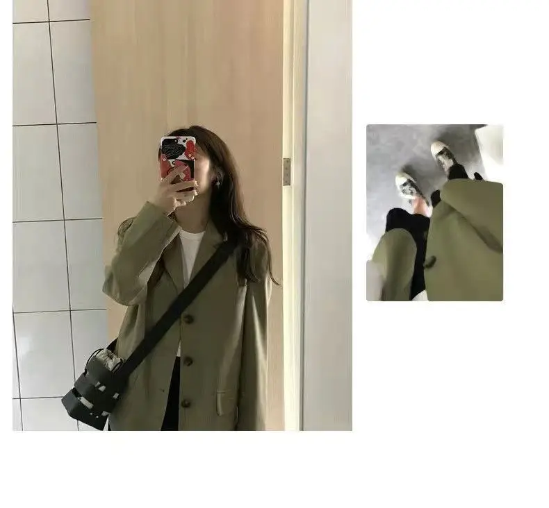 Commute Blazer Overcoat Female Women'S Coats Gliiter Silky Smooth Letter Dots Promotion Outdoor Two-Button Appropriate Square