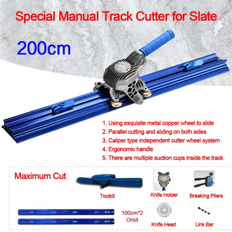 Multifunctionele Track Cutter Grote Leisteen Plaat Snijmachine Hoge Precisie Vloertegel Track Push Mes Snijden