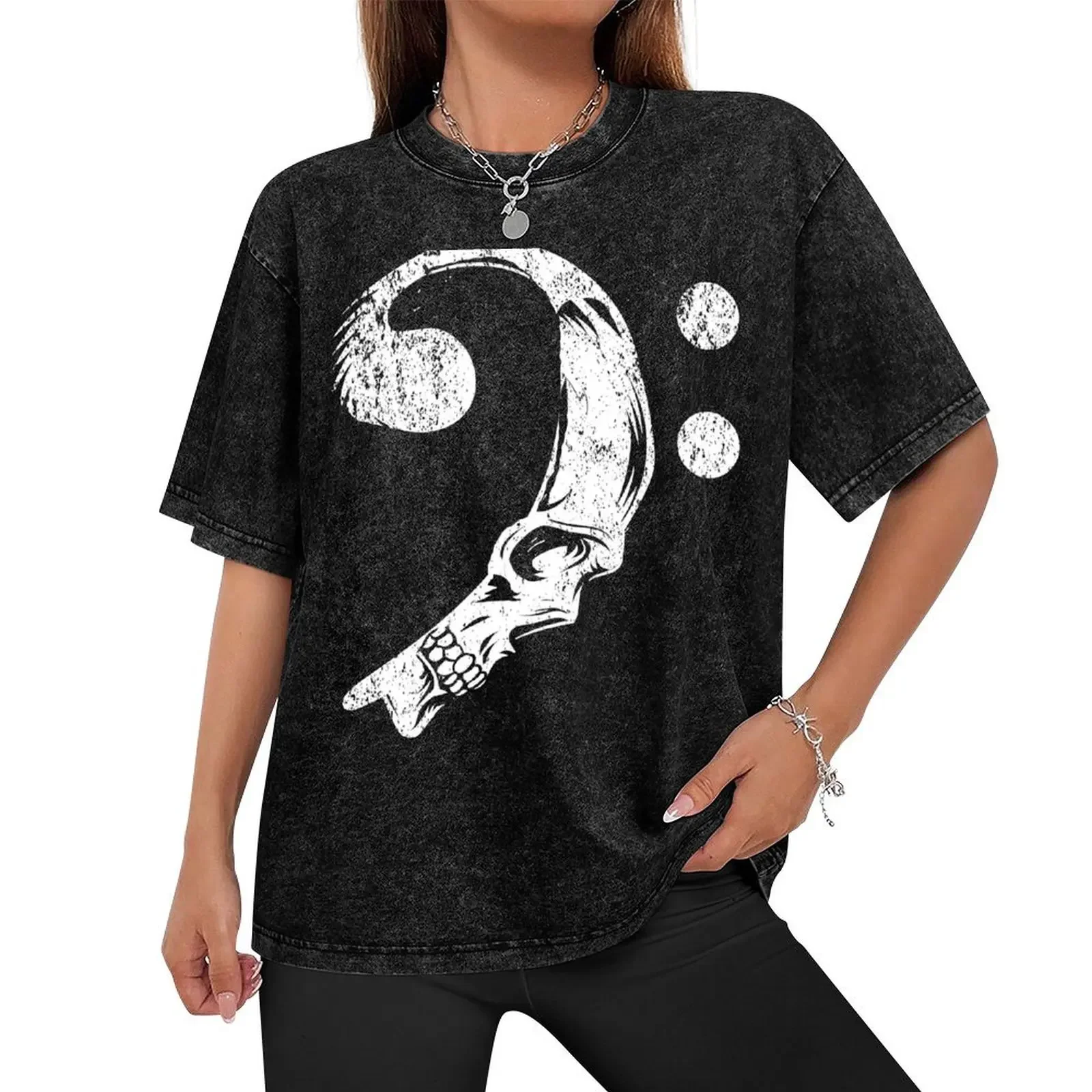 Bass clef skull shirt T-Shirt blanks oversized graphic tee anime figures for a boy mens graphic t-shirts hip hop