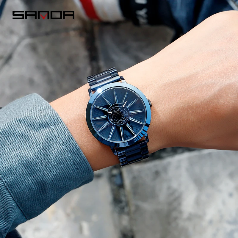 SANDA P1032 2023 New Stainless Steel Band Waterproof Men Watch Fashion Business Outdoors Quartz Wristwatch Relogio Masculino