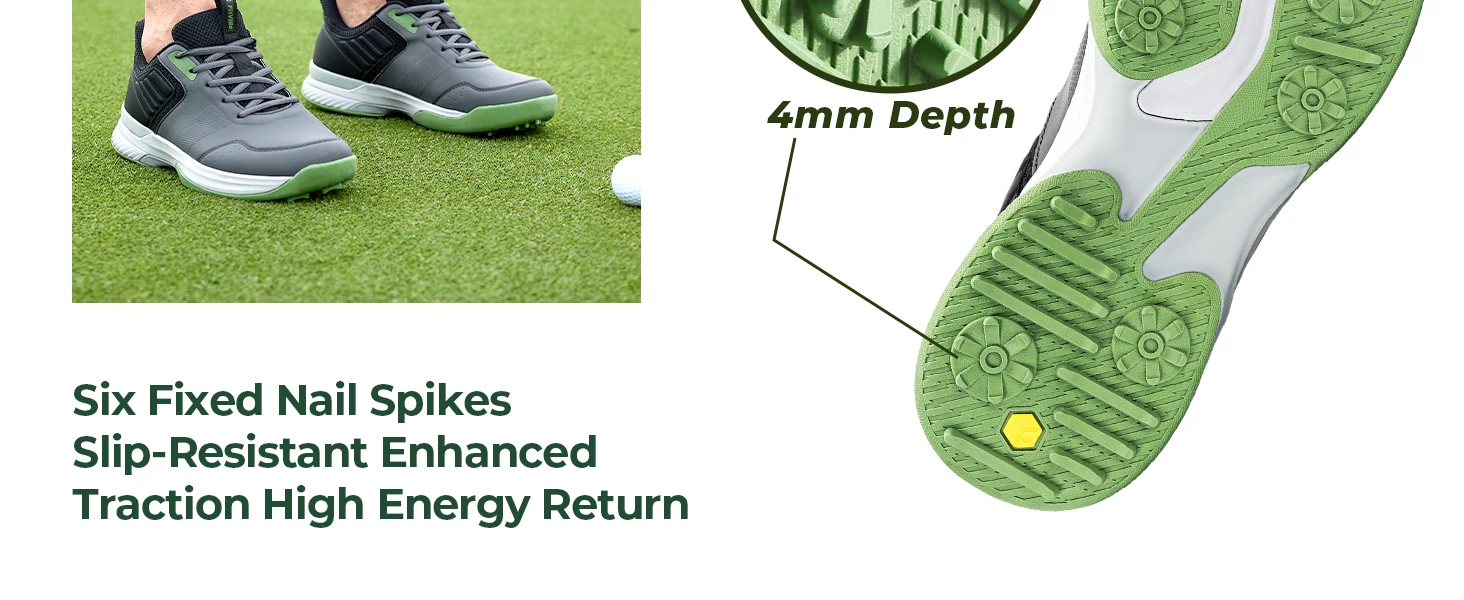 Fitville Professionelle Herren-Golfschuhe mit extra breiter Zehenpartie, lässige Golfsneaker, gepolsterte, wasserabweisende Sportschuhe für Herren – Detail 8