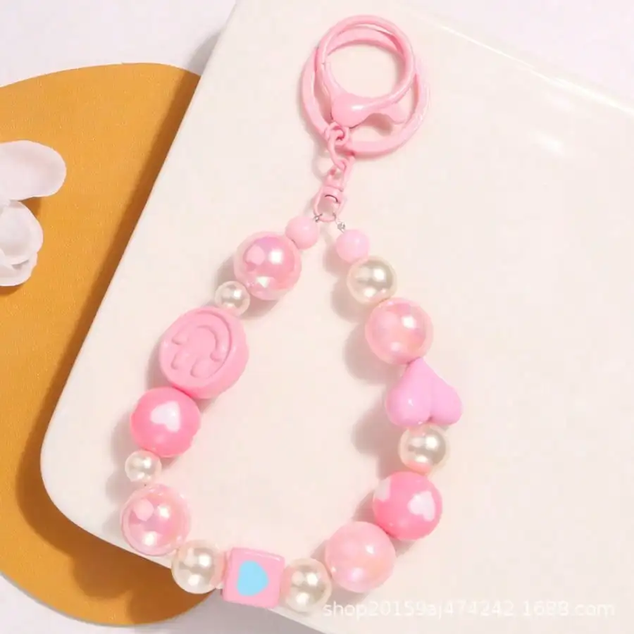 Nuevo llavero colgante de cadena con cuentas de doble cara, accesorios creativos con broche de langosta pintado, súper prácticos, estilo casual americano, para colgar en el bolso + decoración para la funda de auriculares, para la vitalidad diaria sin colisiones.