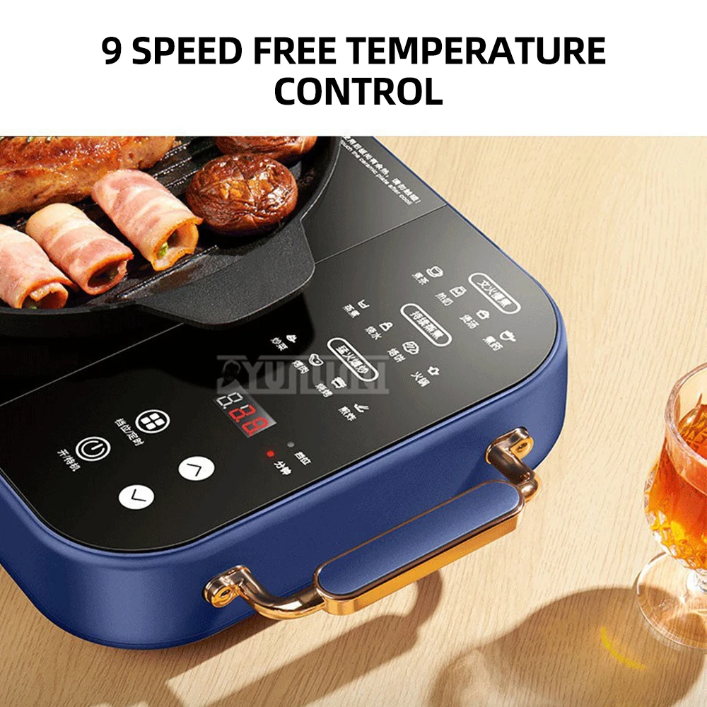 2200W High Power Electric Ceramic Stove Household 9 Gear Heating Multifunctional Kitchen Induction Cooker