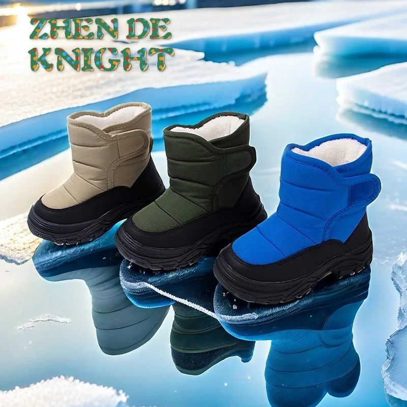 

Новые зимние ботинки для мальчиков и девочек, теплые повседневные прочные и противоскользящие спортивные хлопковые ботинки на толстой подошве с флисовой подкладкой