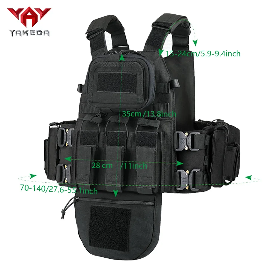 YAKEDA multifunctional full protection training vest MOLLE metal snake buckle quick release outdoor camouflage training vest