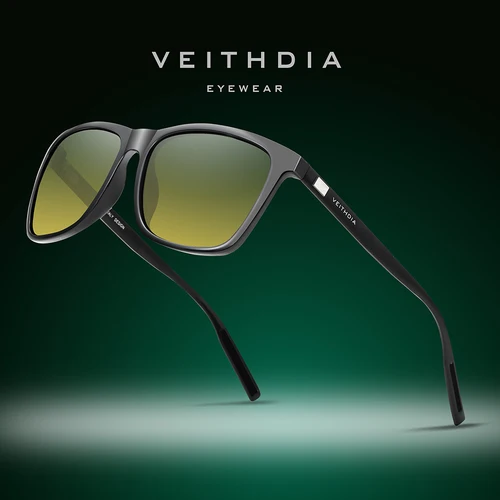 VEITHDIA, gafas de sol para hombre, gafas de sol Vintage de aluminio + TR90 fotocromáticas polarizadas UV400, gafas de sol de moda para hombre/mujer 6108