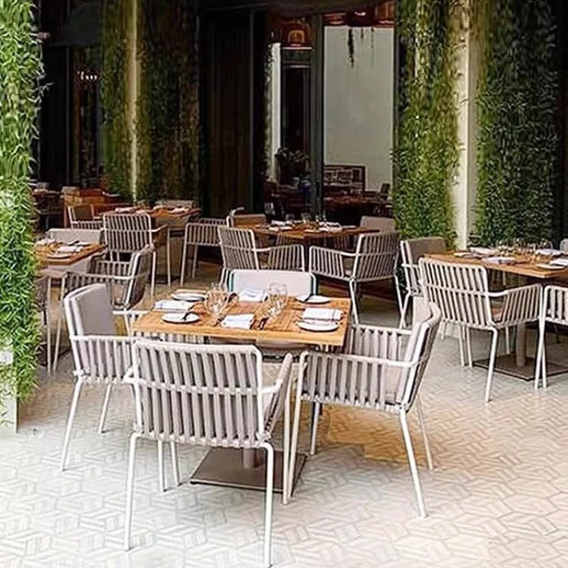 

Outdoor tables and chairs rope balcony tables and chairs Internet celebrity milk tea shop cafe Outdoor courtyard