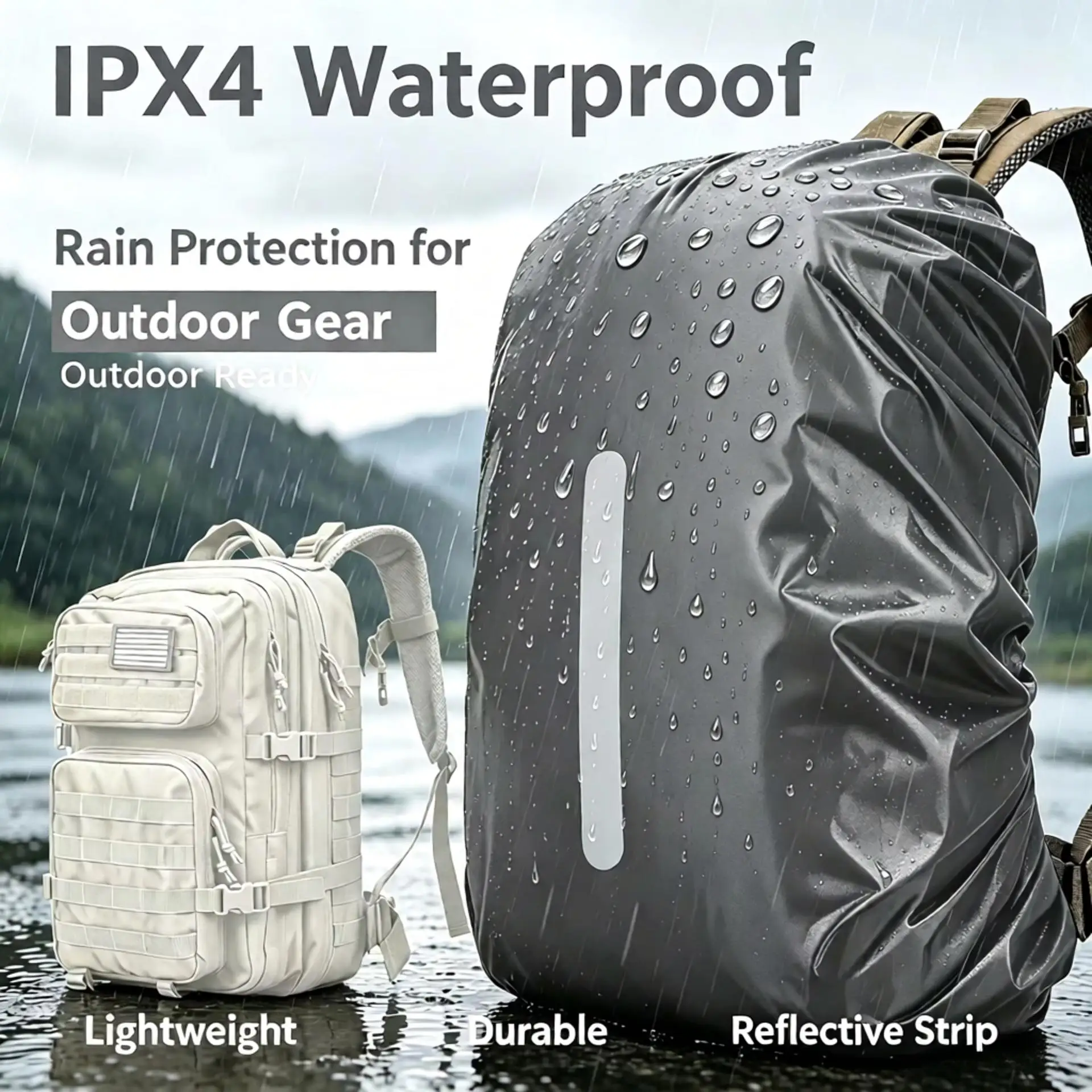 Reflective Waterproof Backpack Rain Cover for Outdoor Night Cycling 20L-100L Safety Light Raincover Case Bag for Camping And Hik