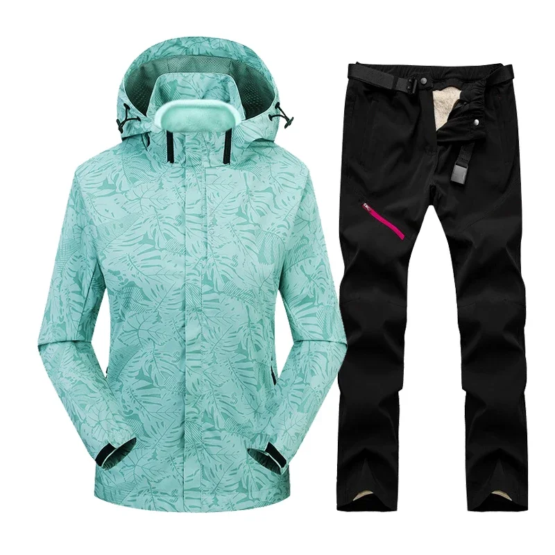 Winter Ski Suit For Women Windproof Waterproof Outdoor Sports Fleece Jacket And Pants Sets Female Snowboard Wear Skiing Outfits