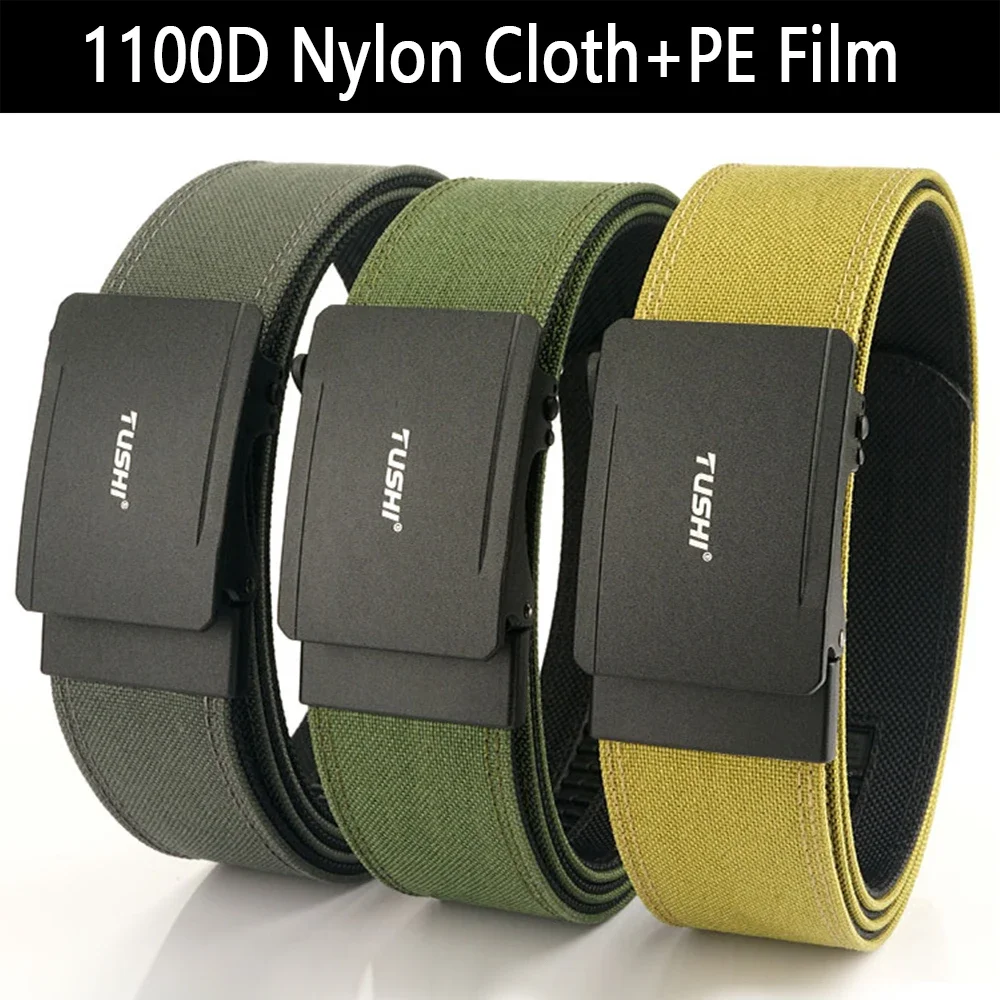 TUSHI Brand 4.3 Wide Thickened Gun Hanging Double-Layer Nylon Belt Versatile Casual Outdoor Tactical Automatic Buckle Mens