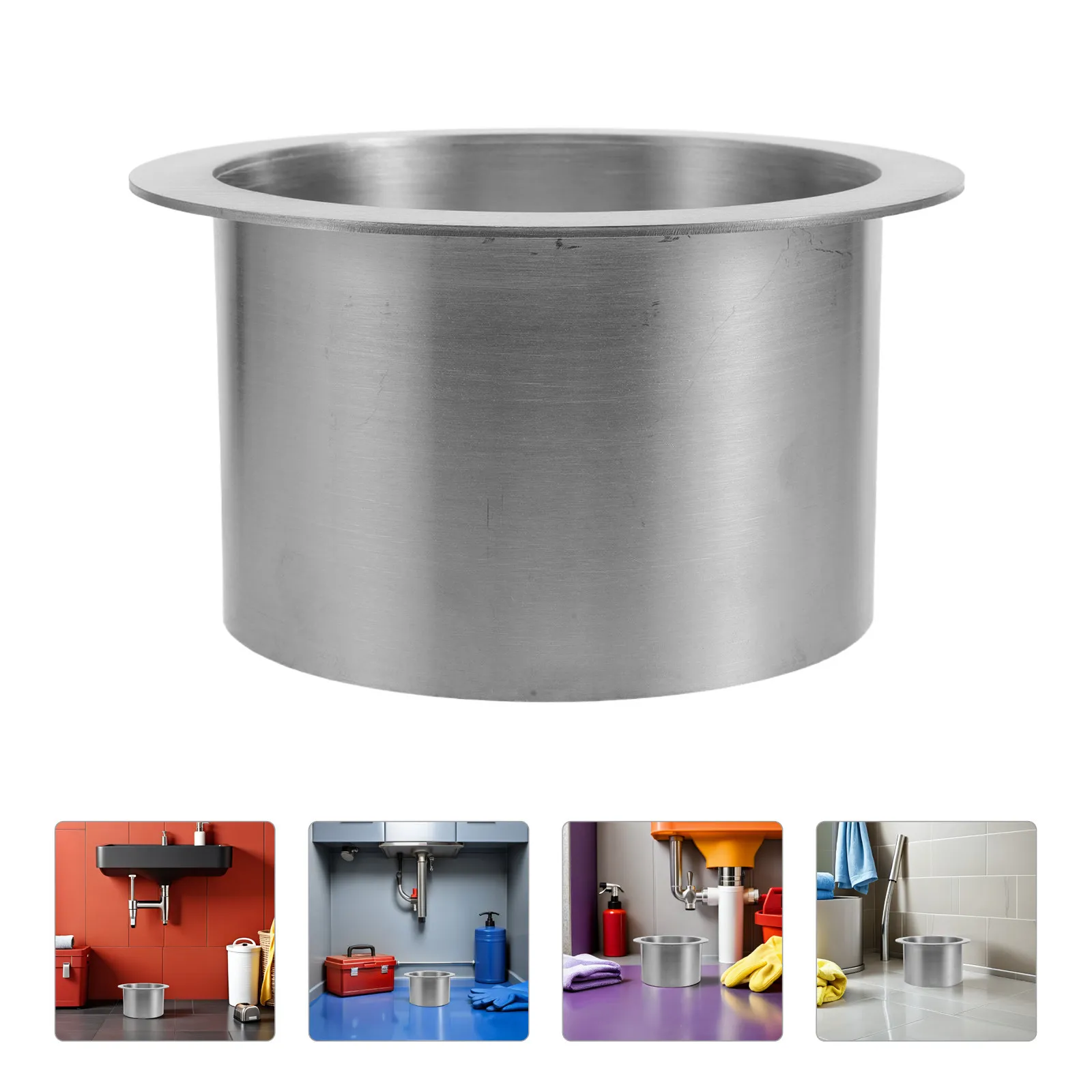 Embedded Countertop Trash Grommet Recessed Stainless Steel Round Lid Drop-in Waste Chute Cover for Kitchen Bathroom Office
