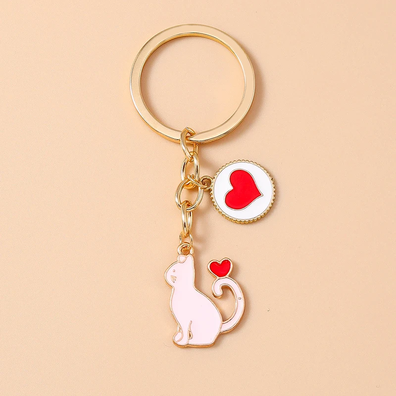 Niedlicher Emaille-Katzen-Schlüsselanhänger, Cartoon-Tier-Schlüsselanhänger, Anhänger für Frauen und Mädchen, Handtasche, Dekor, DIY, handgefertigter Schmuck, Geschenkzubehör – Detail 13