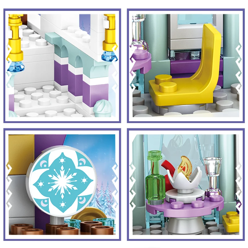 مجموعة مكعبات بناء قلاع الثلج للبنات، ألعاب بناء منزل وعربات، نموذج كلاسيكي، ألعاب أطفال، هدية للأطفال