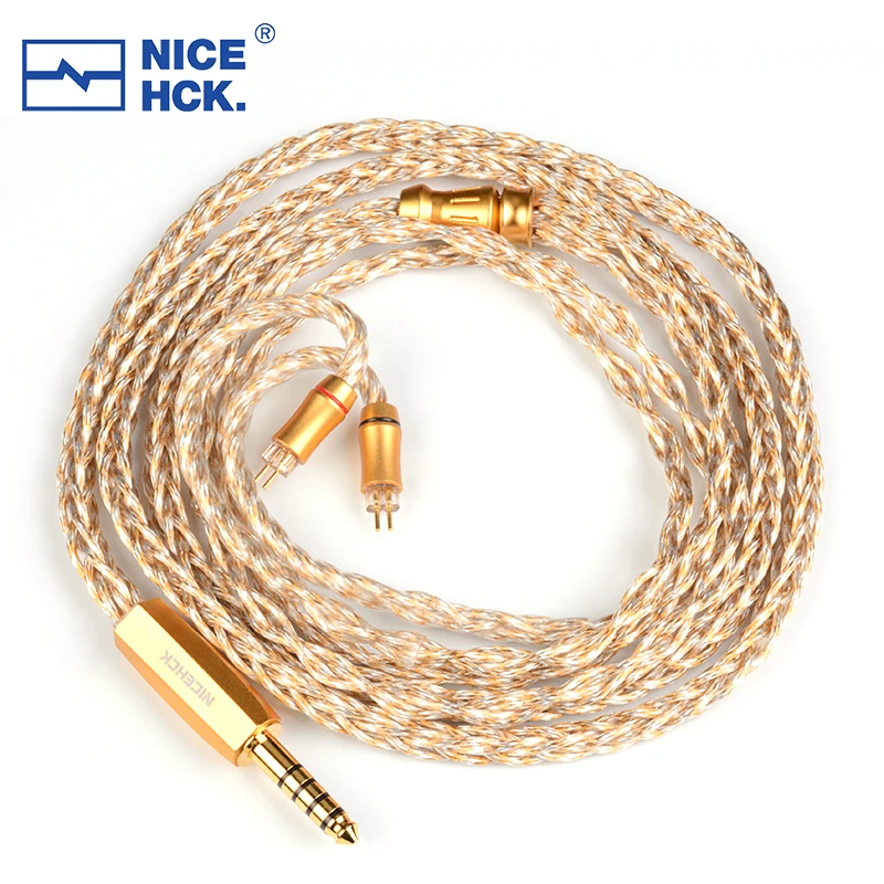 NiceHCK GoldCrown 8N OCC + Prata Banhado a 5 elementos Liga HIFI Fone de ouvido Upgrade Cabo 3.5/2.5/4.4mm MMCX/0.78 2Pin para IE200 N5005