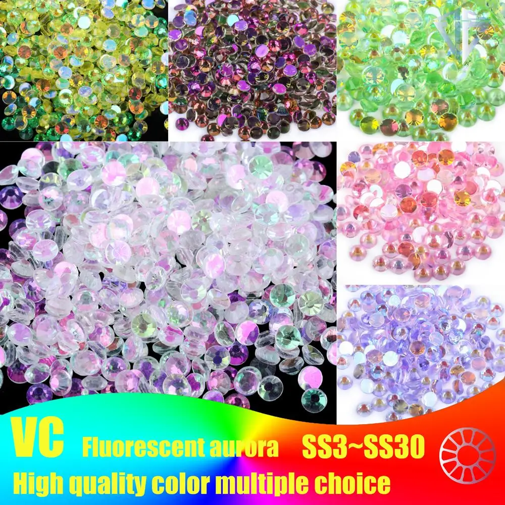 Aurora Series 1440PCS Glitter Non Hot Fix Rhinestone Flatback Crystals Strass Nails Accessories Diamond For Nail Art Nail Charms