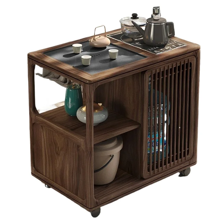 

New Chinese-style tea cabinet, black walnut tea table, coffee table removable household solid wood balcony tea table