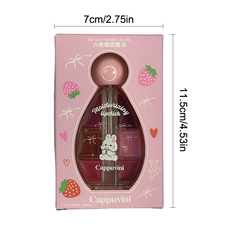 Cappuvini Six Colors Water Light Lip Gloss Moisturizing Easy To Coloring Lip Glaze Makeup Lipstick Lasting Makeup Effect