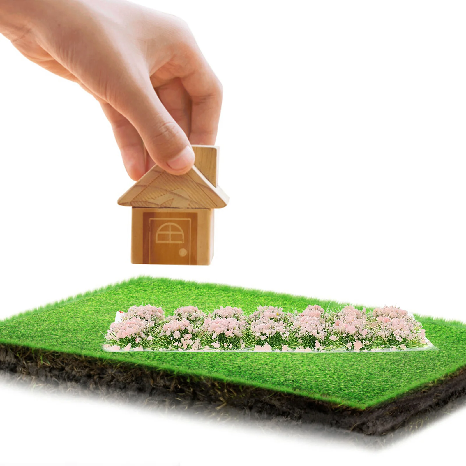 Artificial Grass Decor Miniature Flower Cluster Sand Table Adornment Outdoor Colored Micro Landscape Ornament Resin Crafts