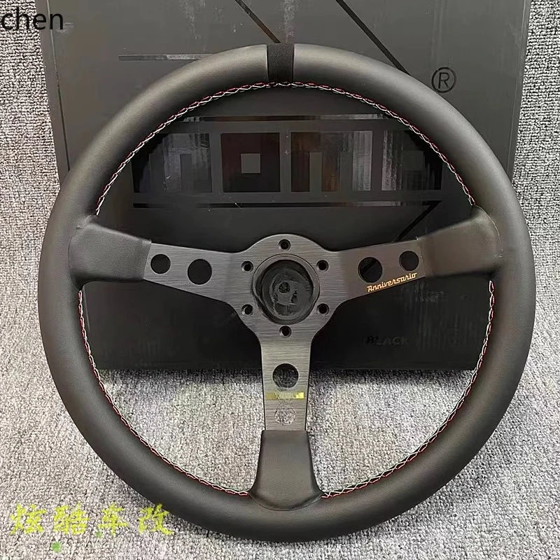 

ZML 13inch Steering Wheel Car Modification Genuine Leather Steering Wheel Universal Steering Wheel