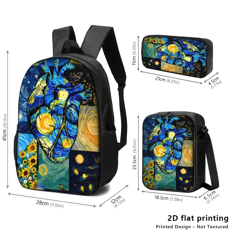 Star Night Backpack Storage Bag - Post-Impressionist Suitable for for, Travel, Commute, Shoulder Bag/Pouch